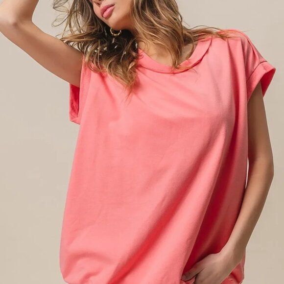 BiBi French Terry Drop Shoulder Basic Top - Picture 8 of 16